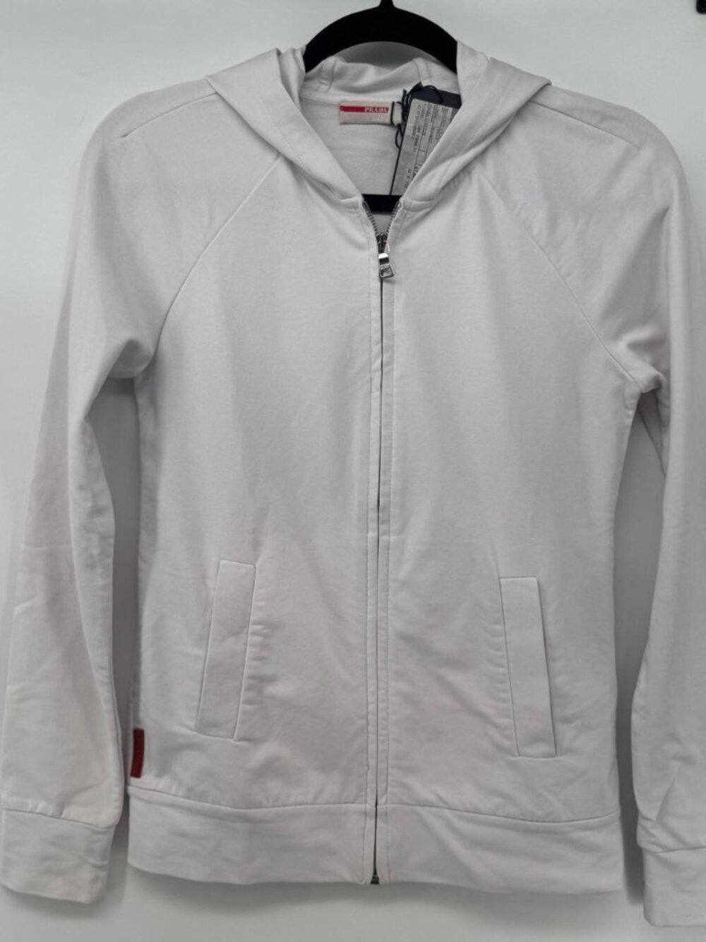 NWT Prada Linea Rossa White Stretch Zip Hoodie Size XS - Picture 3 of 8